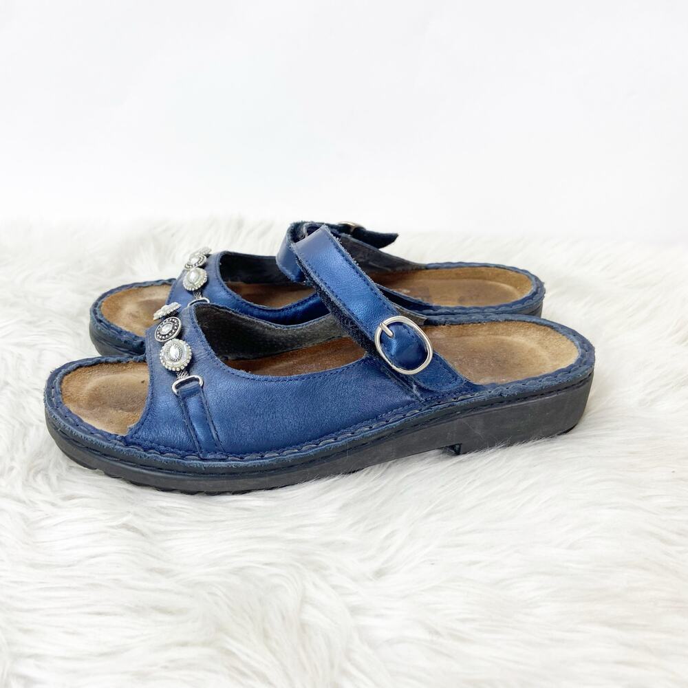 Naot 6 6.5 US 37 EU Womens Navy Blue Kyra Polar Sea Leather Comfort Sandals - Picture 4 of 12